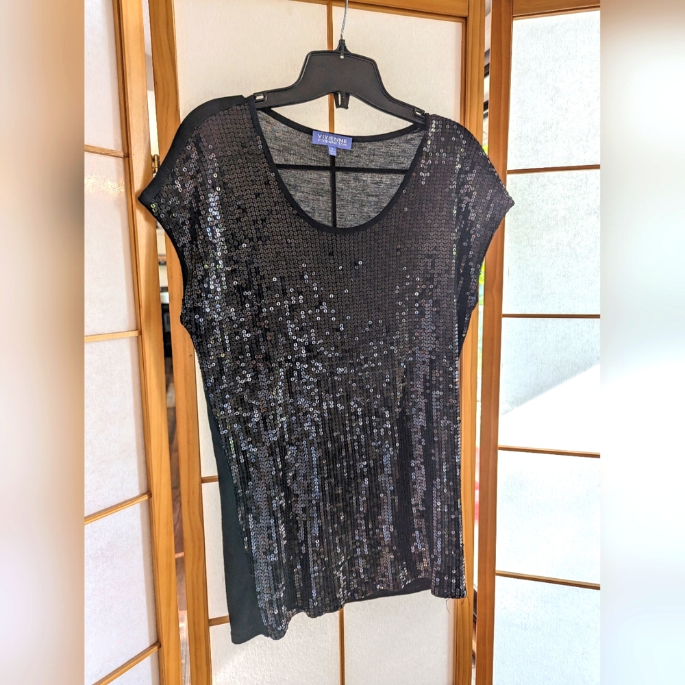 VIVIENNE TAM Black Spangle Top S